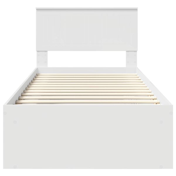 Рамка за легло с таблото Бяло 90 x 200 cm Солидно борово дърво