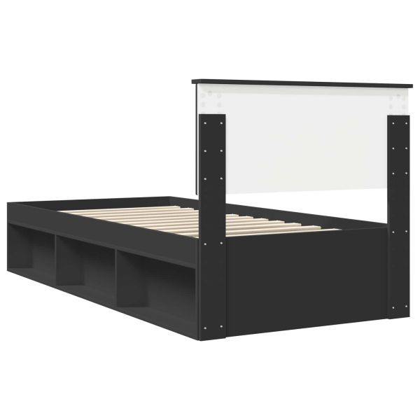 Рамка за легло с таблото Черно 90 x 200 cm Солидно борово дърво