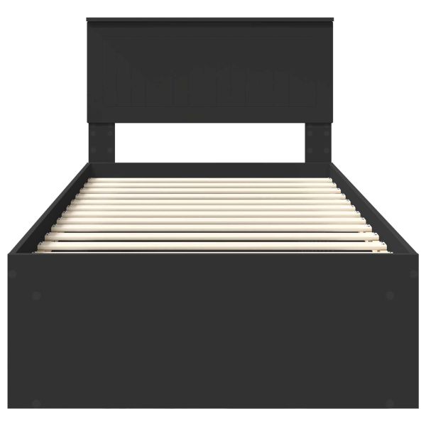 Рамка за легло с таблото Черно 90 x 190 cm Солидно борово дърво