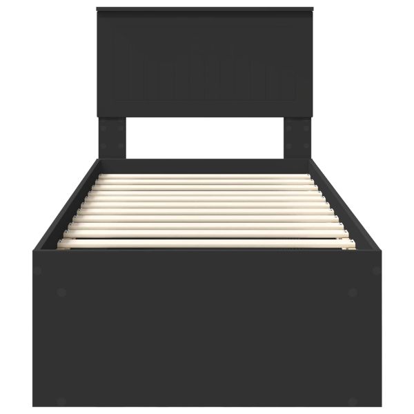 Рамка за легло с таблото Черно 75 x 190 cm Солидно борово дърво