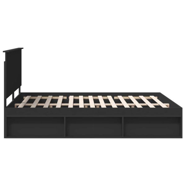 Рамка за легло Черно 160 x 200 cm Солидно борово дърво