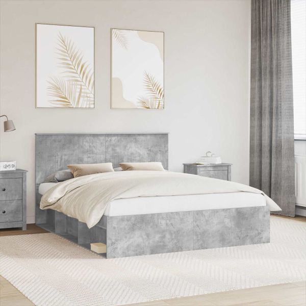 Рамка за легло Бетон 160 x 200 cm Солидно борово дърво