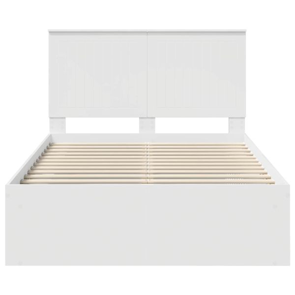 Рамка за легло с таблото Бяло 120 x 200 cm Солидно борово дърво