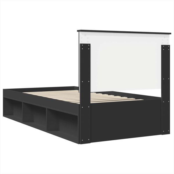 Рамка за легло Черно 100 x 200 cm Солидно борово дърво