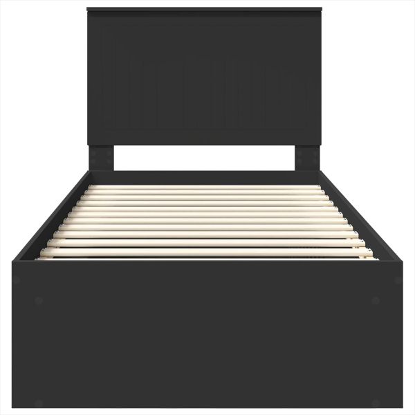 Рамка за легло с таблото Черно 90 x 190 cm Солидно борово дърво