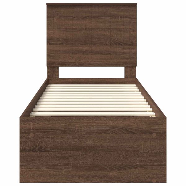 Рамка за легло Кафяв дъб 75 x 190 cm Солидно борово дърво