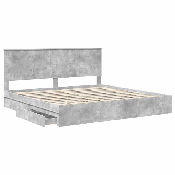 Легло с място за съхранение Циментено сиво 200 x 200 cm