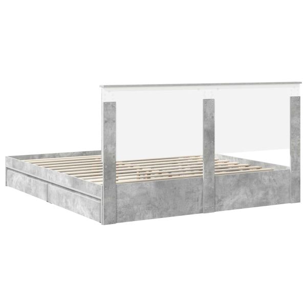 Легло с място за съхранение Циментено сиво 180 x 200 cm