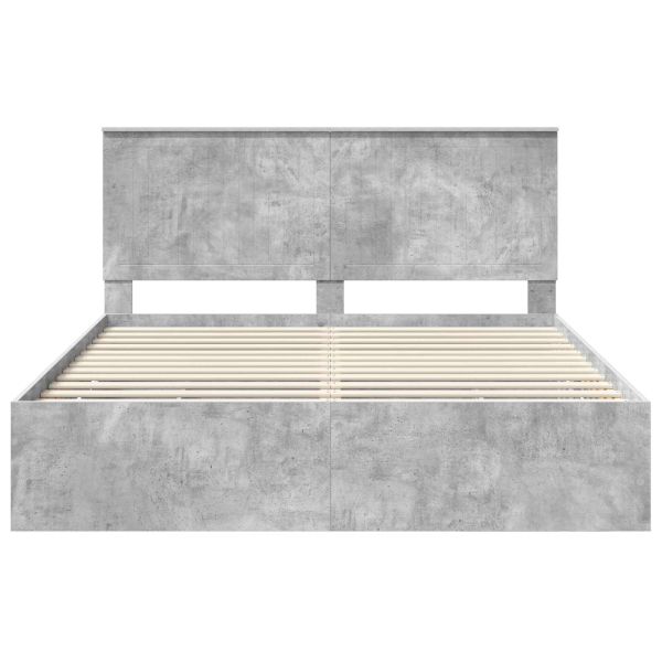 Легло с място за съхранение Циментено сиво 160 x 200 cm