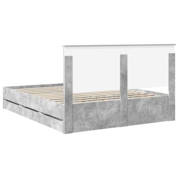 Легло с място за съхранение Циментено сиво 160 x 200 cm
