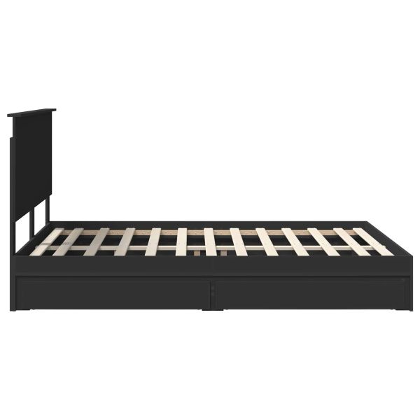 Легло с място за съхранение Черно 150 x 200 cm Инженерно дърво