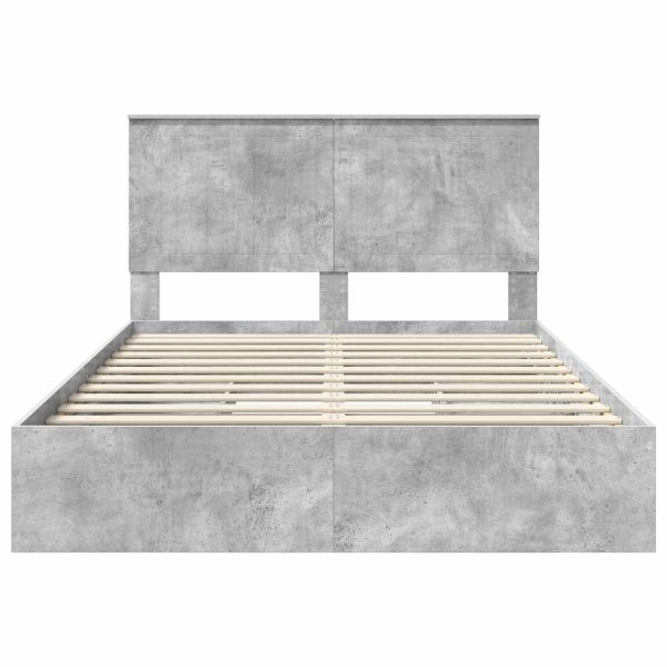 Легло с място за съхранение Циментено сиво 135 x 190 cm