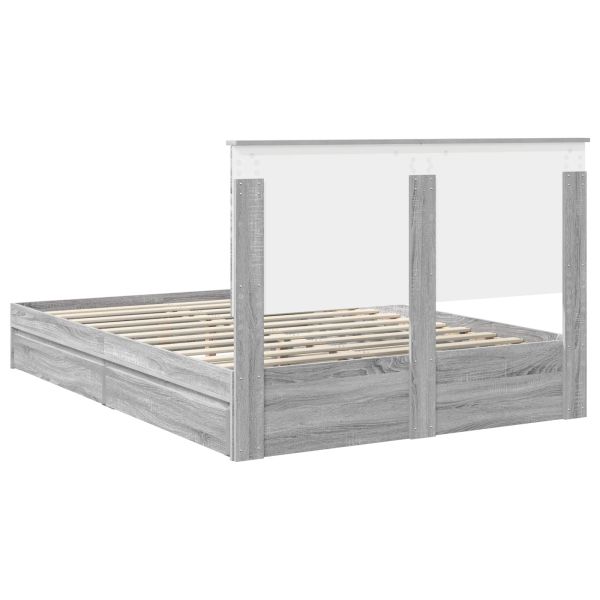 Легло с място за съхранение с таблото Сив Сонома 135 x 190 cm