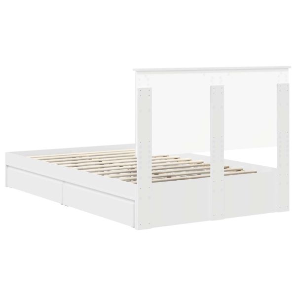 Легло с място за съхранение Бяло 120 x 200 cm Инженерно дърво