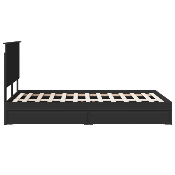 Легло с място за съхранение Черно 120 x 200 cm Инженерно дърво