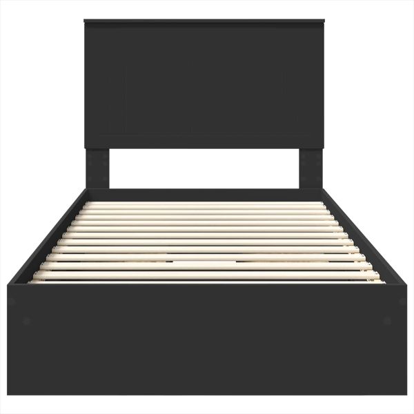 Легло с място за съхранение Черно 100 x 200 cm Инженерно дърво