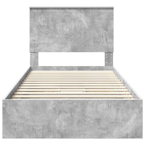 Легло с място за съхранение Циментено сиво 100 x 200 cm