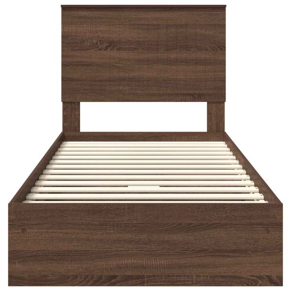 Легло с място за съхранение с таблото Кафяв дъб 90 x 200 cm