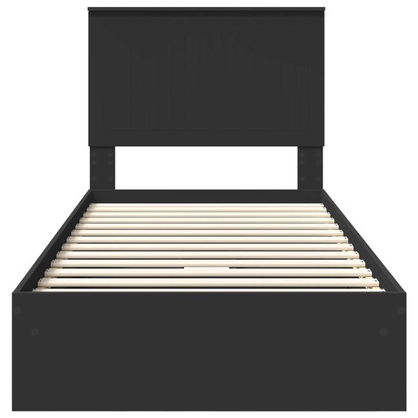 Легло с място за съхранение Черно 90 x 190 cm Инженерно дърво