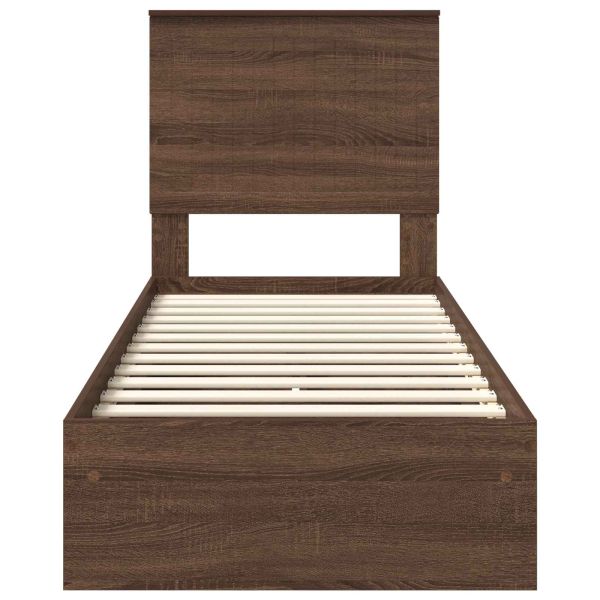 Легло с място за съхранение с таблото Кафяв дъб 75 x 190 cm