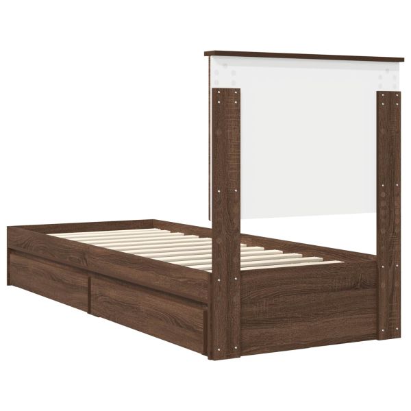 Легло с място за съхранение с таблото Кафяв дъб 75 x 190 cm