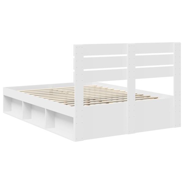 Рамка за легло с таблото Бяло 140 x 200 cm Солидно борово дърво