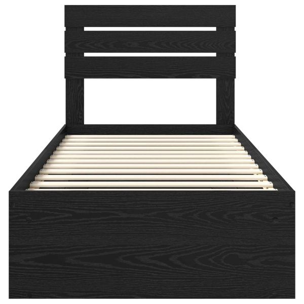 Рамка за легло с таблото Черно 75 x 190 cm Солидно борово дърво
