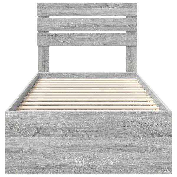 Рамка за легло Сив Сонома 75 x 190 cm Солидно борово дърво