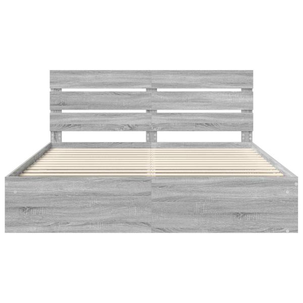 Рамка за легло Сив Сонома 180 x 200 cm Солидно борово дърво