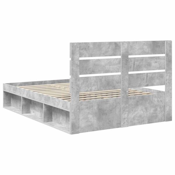 Рамка за легло Бетоново сиво 150 x 200 cm Солидно борово дърво