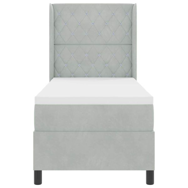 Легло с LED бокс пружина и матрак Светлосиво 80 x 200 cm Кадифе