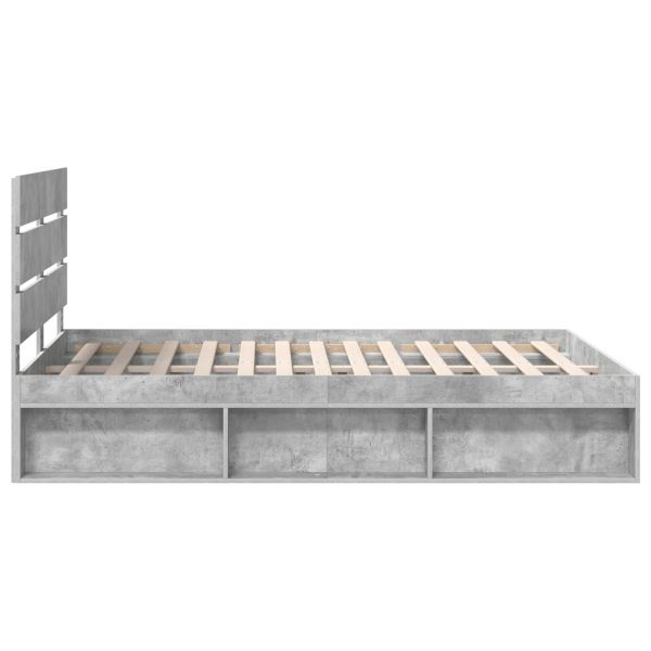 Рамка за легло Бетон 140 x 190 cm Солидно борово дърво