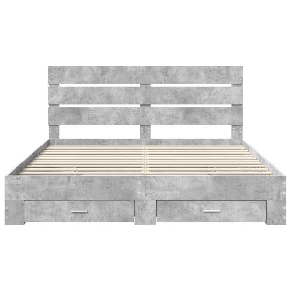 Рамка за легло Циментено сиво 200 x 200 cm Инженерно дърво