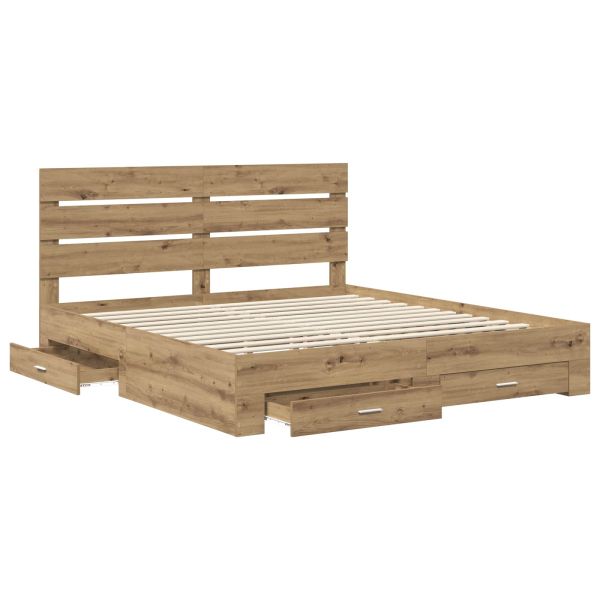 Рамка за легло с чекмедже Дъб 180 x 200 cm Инженерно дърво