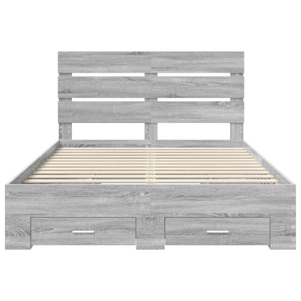 Рамка за легло Сив Сонома 160 x 200 cm Инженерно дърво