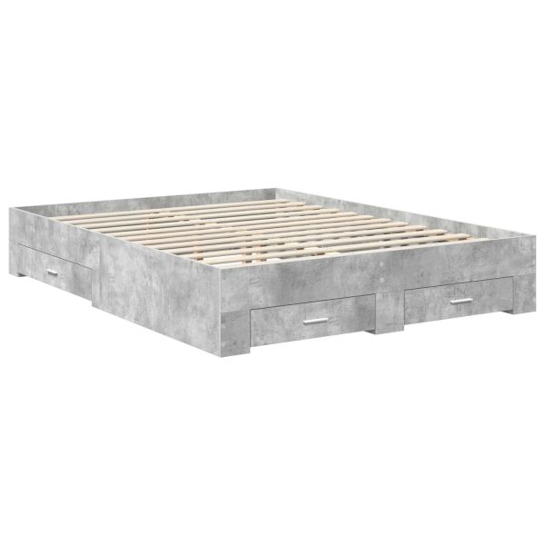 Рамка за легло Циментено сиво 150 x 200 cm Инженерно дърво