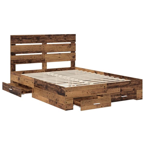 Рамка за легло Старо дърво 140 x 190 cm Инженерно дърво