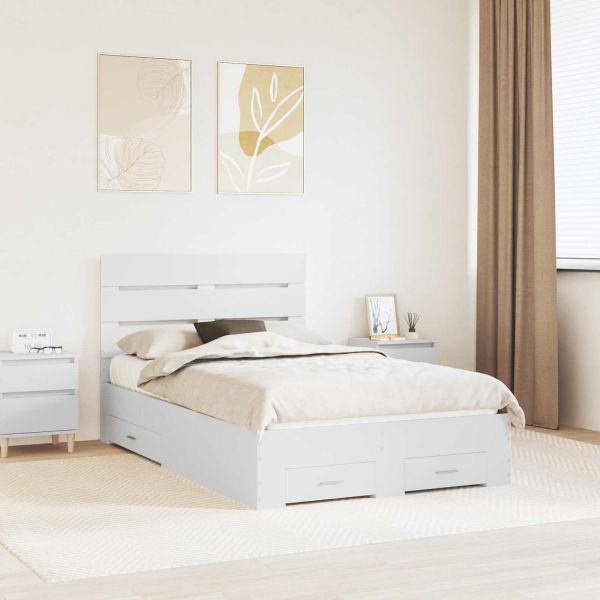Рамка за легло с чекмедже Бяло 120 x 190 cm Инженерно дърво