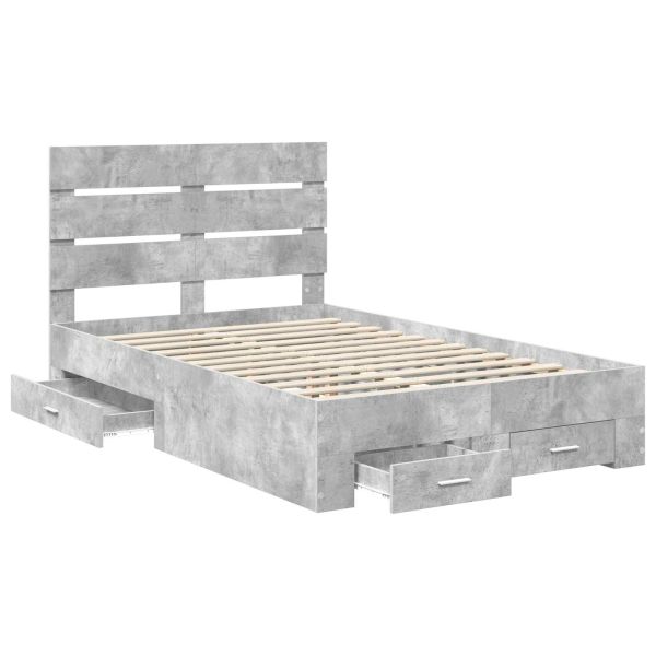 Рамка за легло Циментено сиво 120 x 190 cm Инженерно дърво