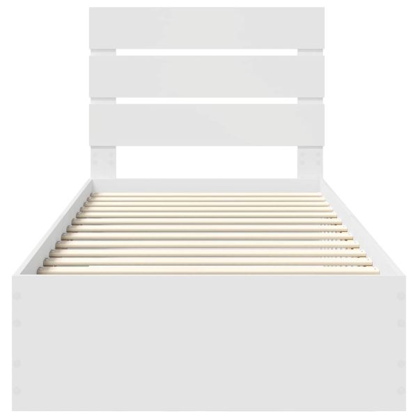 Рамка за легло с чекмедже Бяло 90 x 190 cm Инженерно дърво