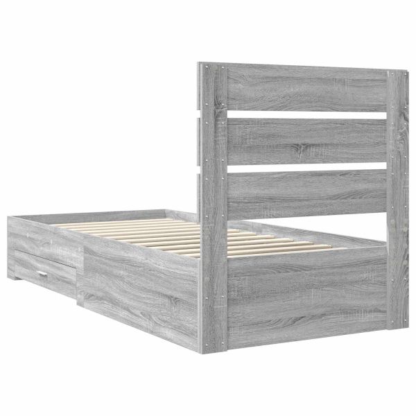 Рамка за легло с таблото Сив Сонома 90 x 190 cm Инженерно дърво