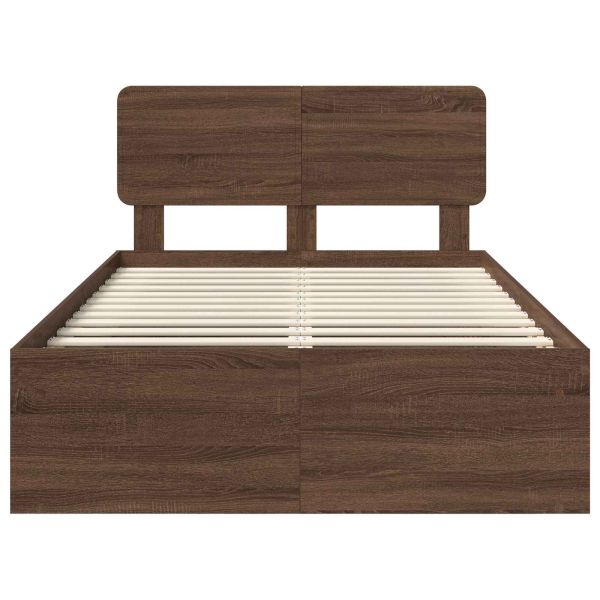 Рамка за легло Кафяв дъб 120 x 200 cm Солидно борово дърво