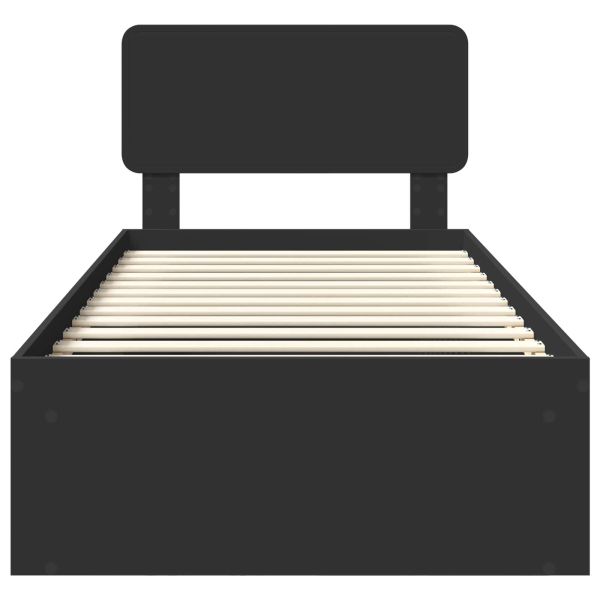 Рамка за легло с таблото Черно 90 x 200 cm Солидно борово дърво