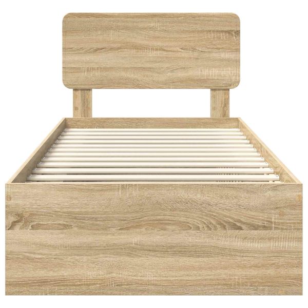 Рамка за легло Сонома дъб 90 x 200 cm Солидно борово дърво