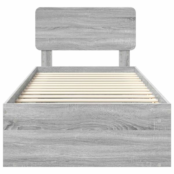 Рамка за легло Сив Сонома 90 x 200 cm Солидно борово дърво