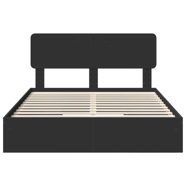 Легло с място за съхранение Черно 140 x 190 cm Инженерно дърво