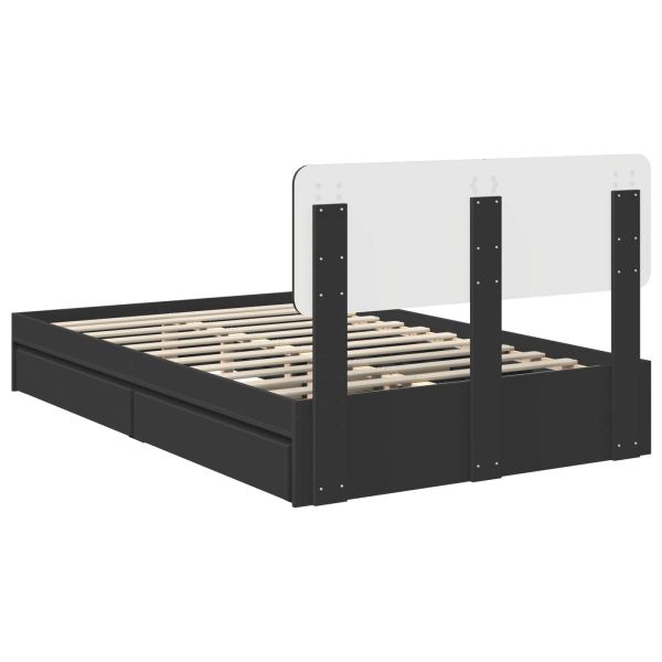 Легло с място за съхранение Черно 120 x 200 cm Инженерно дърво