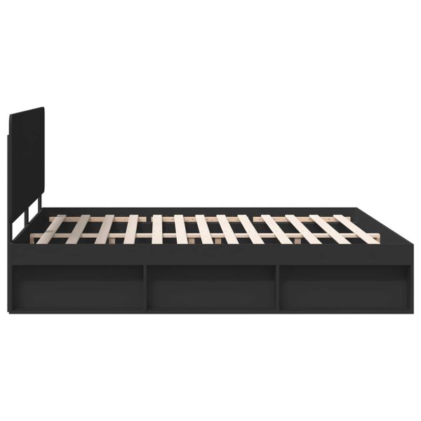 Рамка за легло Черно 200 x 200 cm Солидно борово дърво