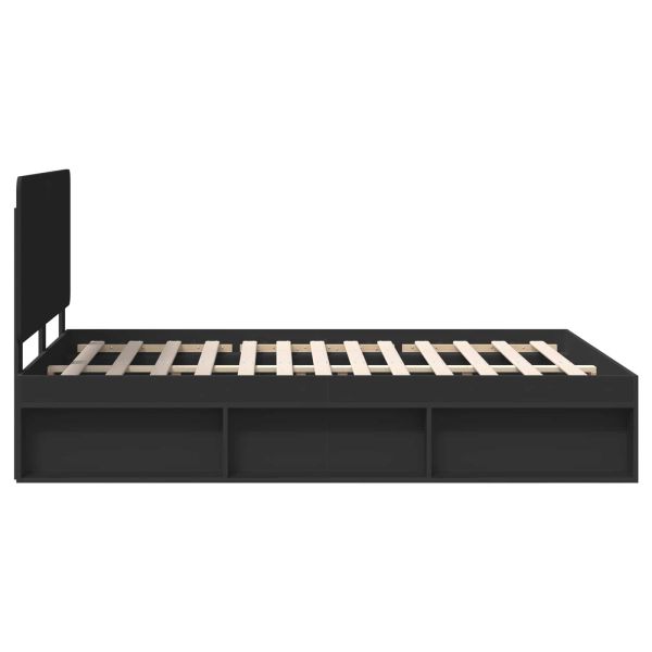 Рамка за легло Черно 160 x 200 cm Солидно борово дърво