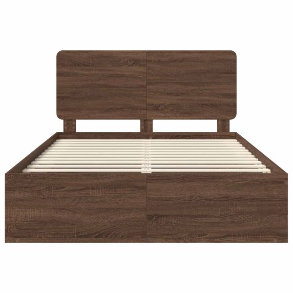 Рамка за легло Кафяв дъб 140 x 200 cm Солидно борово дърво